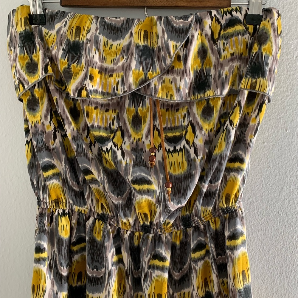 Yellow & Grey Strapless Speed Control Dress